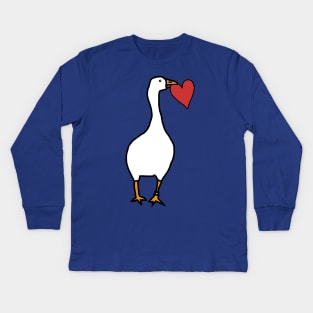 Goose Steals Heart For Love on Valentines Day Kids Long Sleeve T-Shirt